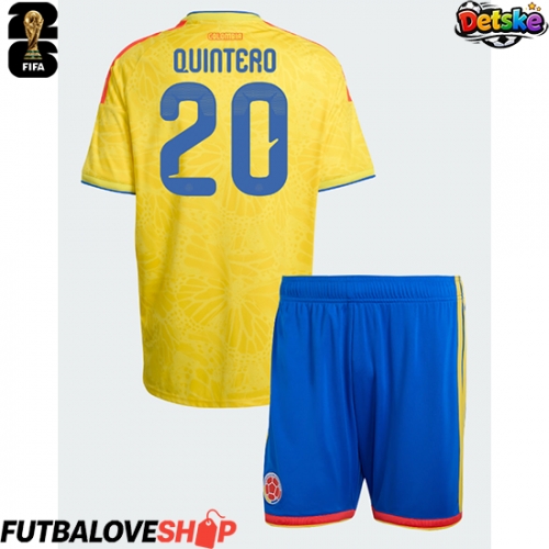 Dres Kolumbia Juan Fernando Quintero #20 Domáci pre deti MS 2026 Krátky Rukáv (+ trenírky)